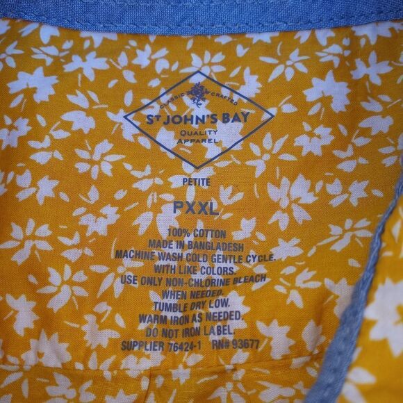 St. John'sBayPXXYellowRoll-tab LngslButtonUp 100%CottonFloralPrint Women'sShirt. - Picture 3 of 9